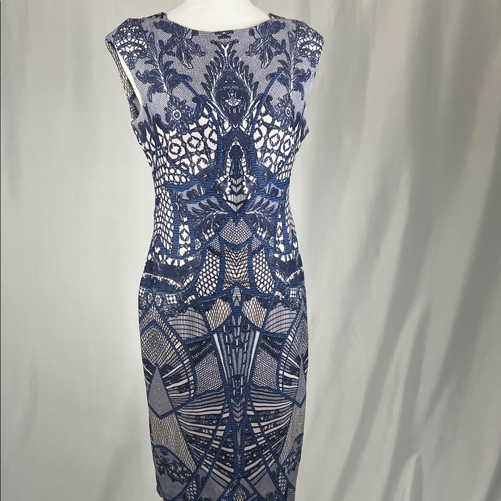 Women’s Elegant Blue Dress Barn Paisley Dress Size 4